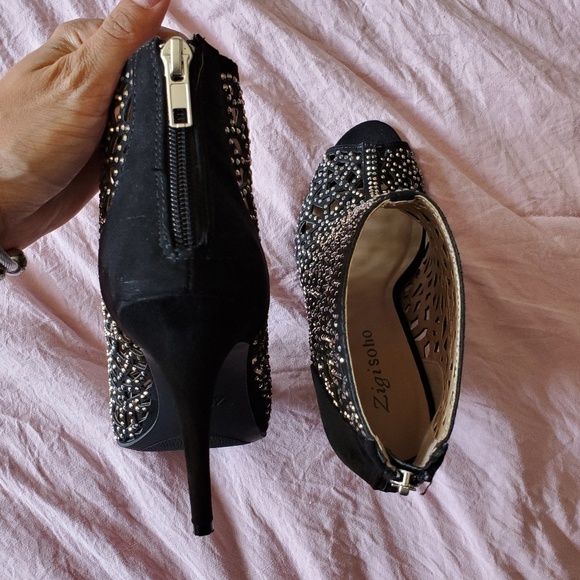 Zigi Soho rhinestone black suede heels - Picture 2 of 3